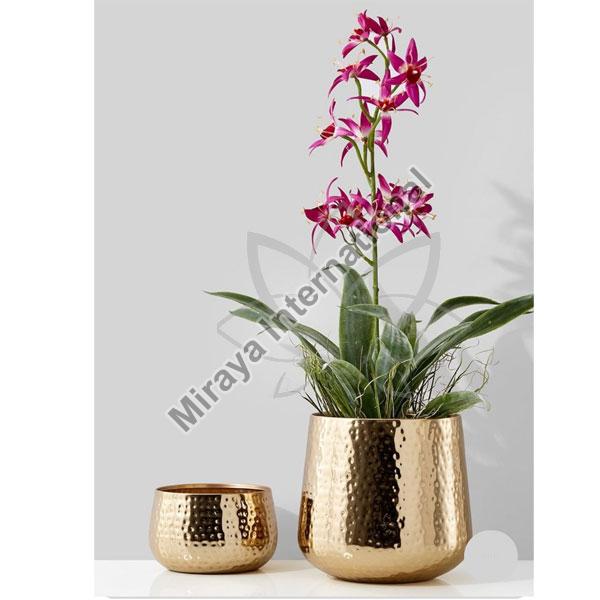 Polished Hammered Brass Planter, Feature : Dust Free, Long Life