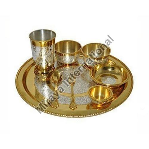 Silver Coated Brass Thali Set