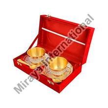 Brass Silver Coated Cup Set, Packaging Type : Box