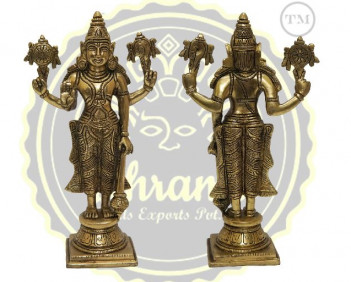 10 Inches Brass Lord Vishnu Statue, Packaging Type : Thermocol Box