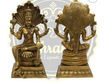 13.5 Inches Brass Lord Vishnu Statue, for Worship, Packaging Type : Thermocol Box