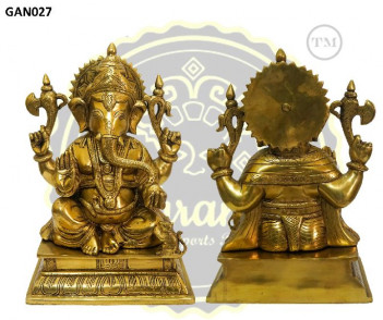 14 Inches Lord Ganesha Brass Statue, for Religious Purpose, Packaging Type : Thermocol Box