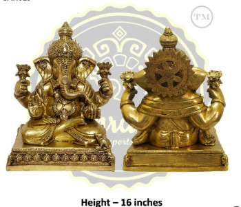 16 Inches Lord Ganesha Brass Statue, for Interior Decor, Religious Purpose, Packaging Type : Thermocol Box