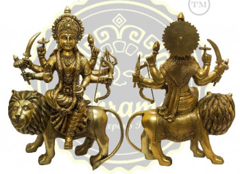 18 Inches Brass Maa Durga Statue, for Home, Temple, Style : Antique