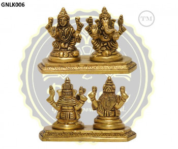 2.25 Inches Brass Lakshmi Ganesha Statue, for Gifting, Temple, Style : Antique