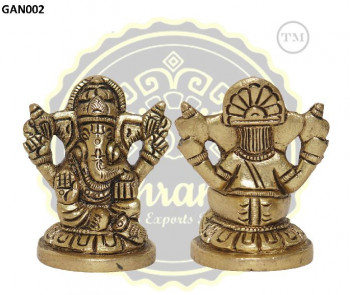 2 Inches Lord Ganesha Brass Statue, for Religious Purpose, Packaging Type : Thermocol Box