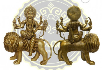 27 Inches Brass Maa Durga Statue, for Home, Temple, Style : Antique