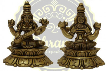 3.5 Inches Brass Maa Saraswati Statue, for Temple, Home, Packaging Type : Thermocol Box