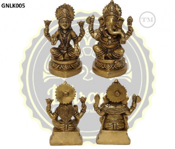 4.5 Inches Brass Lakshmi Ganesha Statue, for Gifting, Temple, Style : Antique