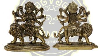 4.5 Inches Brass Maa Durga Statue, for Home, Temple, Style : Antique