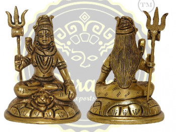 4 Inches Brass Lord Shiva Statue, for Temple, Home, Packaging Type : Thermocol Box