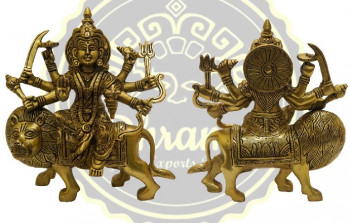 7.5 Inches Brass Maa Durga Statue, for Home, Temple, Style : Antique