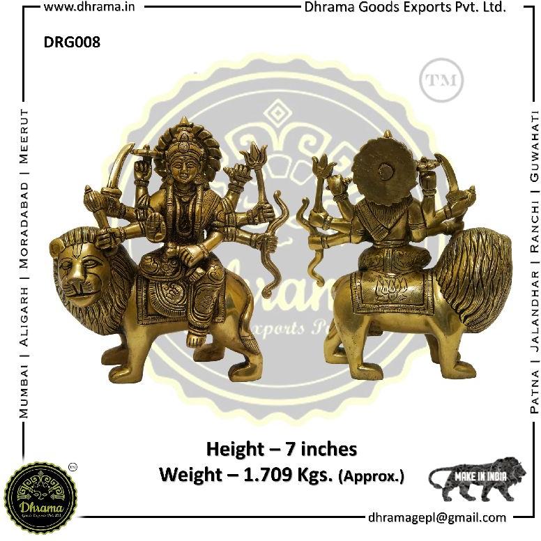 7 Inches Brass Maa Durga Statue, for Rust Proof, Style : Antique