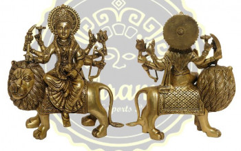 8.5 Inches Brass Maa Durga Statue, for Home, Temple, Style : Antique