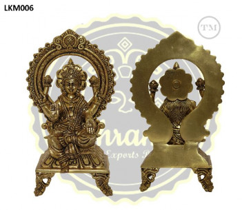 9.5 Inches Brass Goddess Lakshmi Statue, for Gifting, Temple, Style : Antique