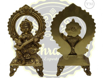 9.5 Inches Brass Maa Saraswati Statue, Packaging Type : Thermocol Box