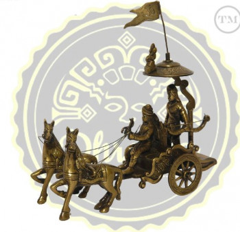 Polished Brass Arjun Rath Statue, Packaging Type : Thermocol Box