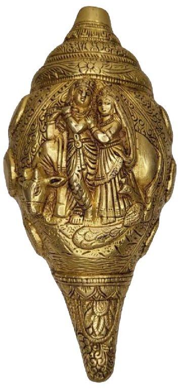 Brass Radha Krishna Carving Shankh