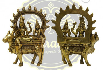 Polished Brass Shiva Parvati Statue, Packaging Type : Thermocol Box