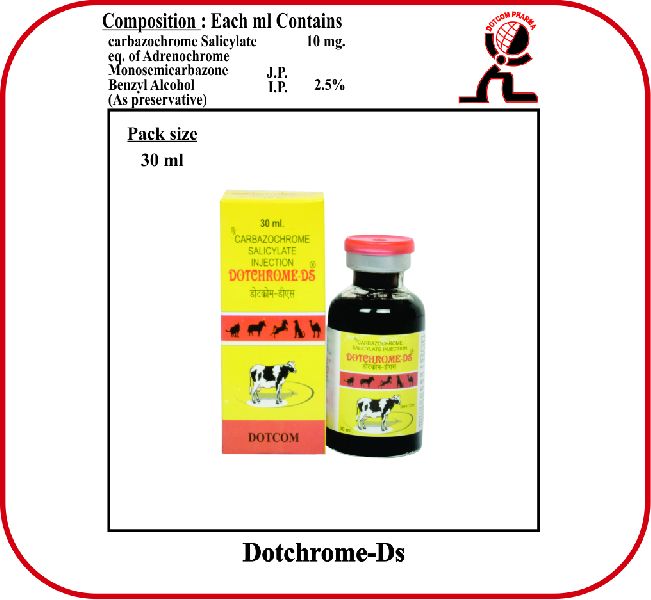 Dotchrome-ds carbazochrome salicylate injection, for Veterinary, Packaging Type : Glass Bottle