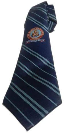 Stripped Polyester Center Logo School Tie, Size : Standard