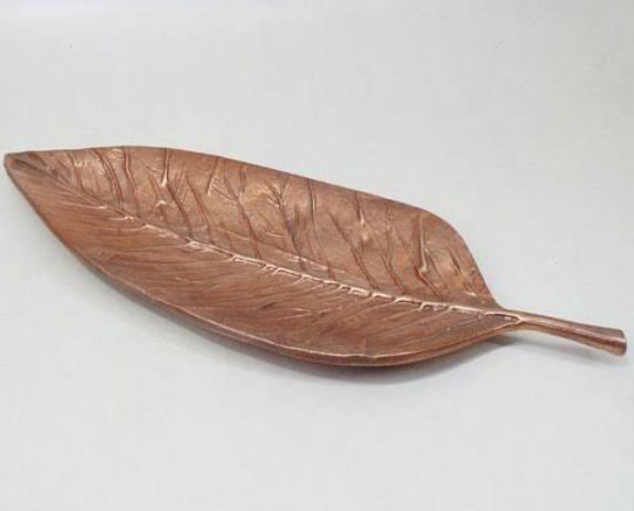 Copper Nickle Paradise Leaf Platter, for Serving Use, Size : 26×9×1.8 inch