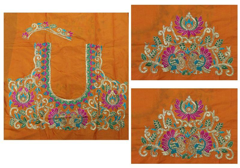 Silk embroidery blouse material wholesale, Size : Unstitched
