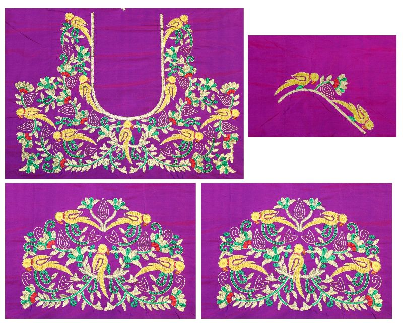 Silk allover maggam work designs, Size : Unstitched
