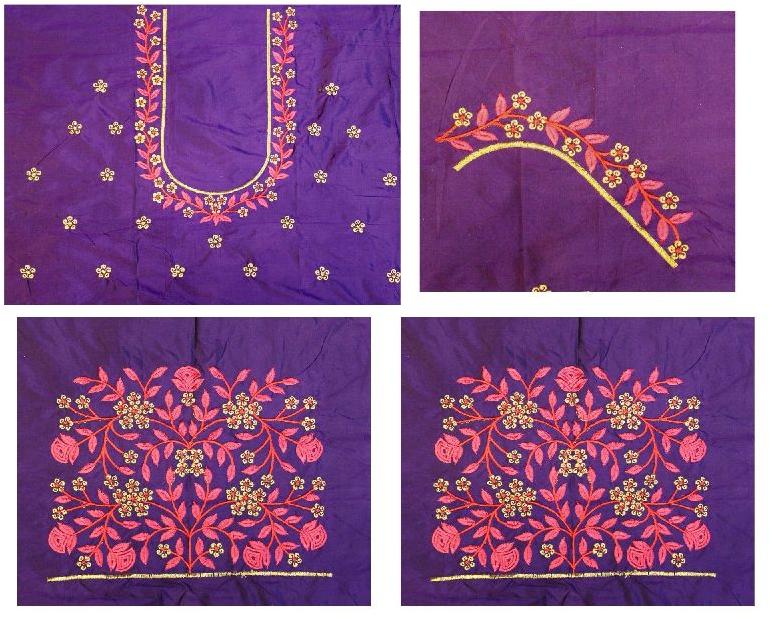 Purple colour aari work blouse, Size : Unstitched