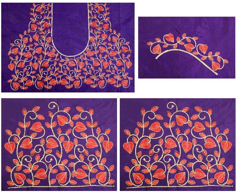 Purple colour embroidery work blouse, Size : Unstitched