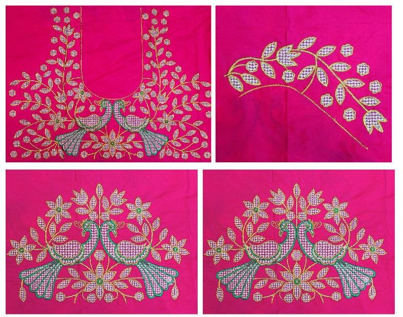 Silk pink embroidered blouse, Size : Unstitched