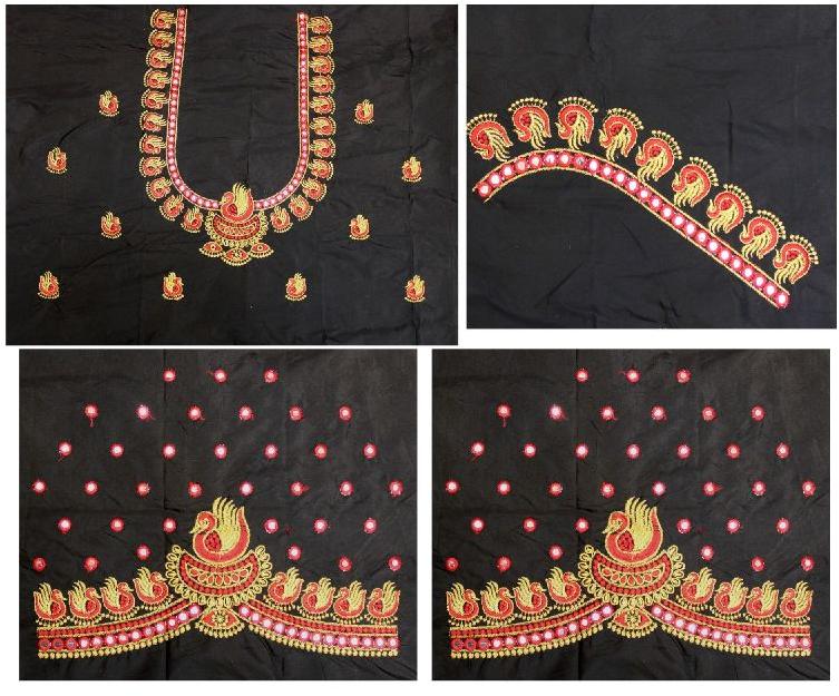 Black blouse designs for silk saree, Size : Unstitched