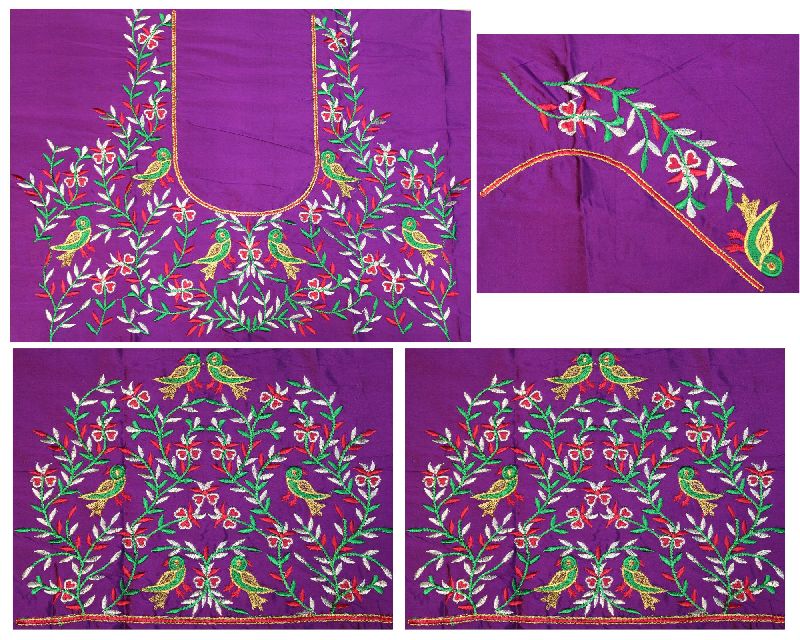 Heavy work purple color blouse designs, Size : Unstitched