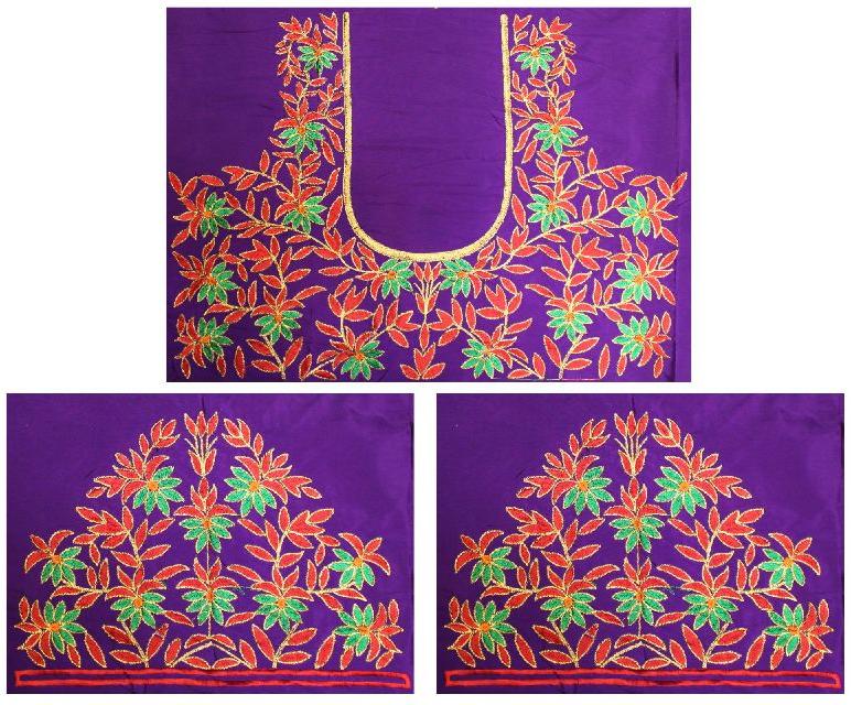 Silk purple blouse for saree, Size : Unstitched