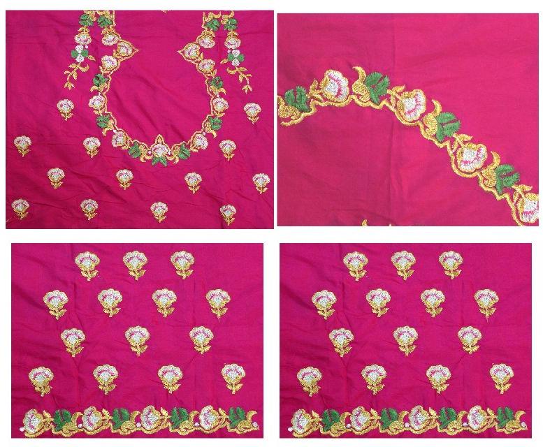 Silk rani pink blouse material, Size : Unstitched
