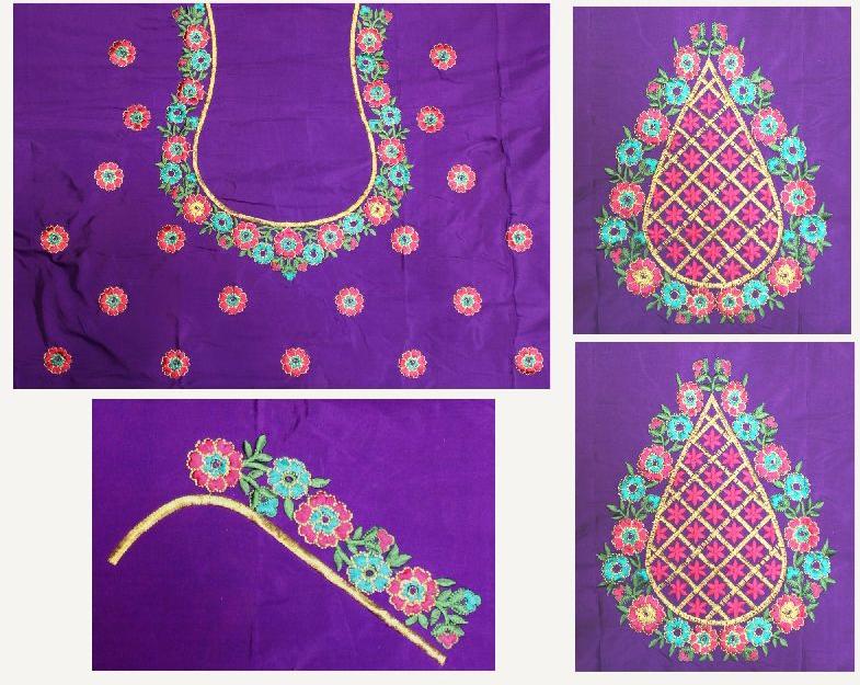 Silk purpul blouse maggam work, Size : Unstitched