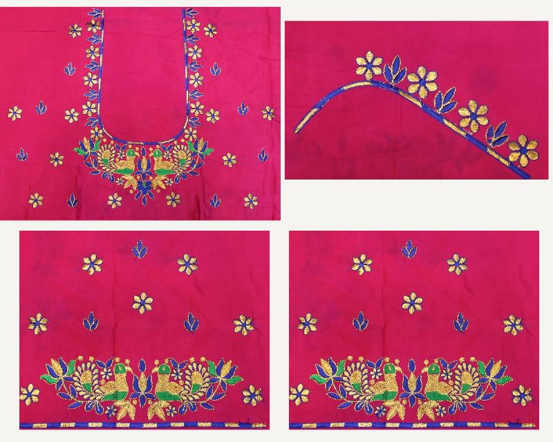 Silk pink blouse aari work, Size : Unstitched