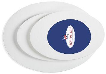 Oval Shape White Stretched Canvas, Pattern : Plain