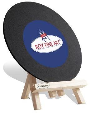 Round Shape Black Canvas Board with Easel