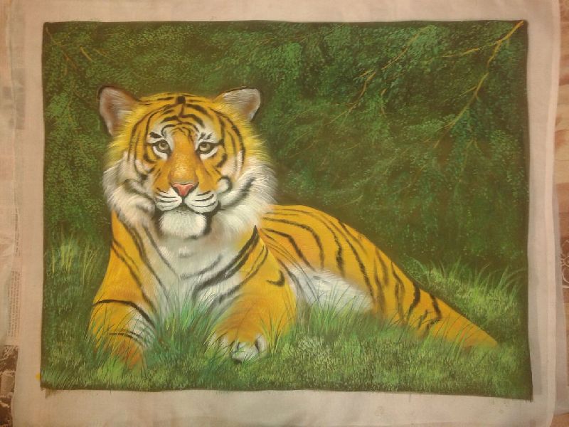 Fine Tiger Cloth Paintings, for Wall Decoration, Home Decoration, Lobby Areas Office Decoration, Size : 8 Inch X 11 Inch