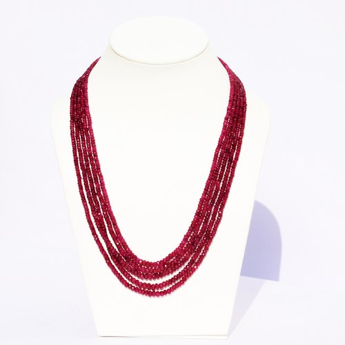 Jaico Ruby Gemstone Beads Necklace, Occasion : Wedding Wear