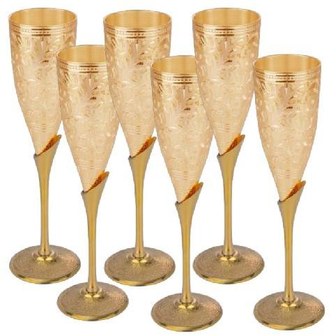 Oval 24K CHAMPAGNE GOLD GLASS SET, for Drinking Use, Pattern : TEXTURE