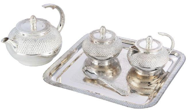 Polished Brass 24K TEA SILVER SET, Feature : Attractive Designs, Fine Finished, Finely Finished, Shiny Look