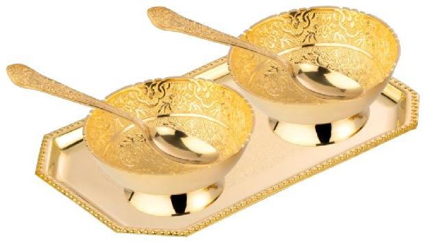 Brass Bowl and Spoon Set