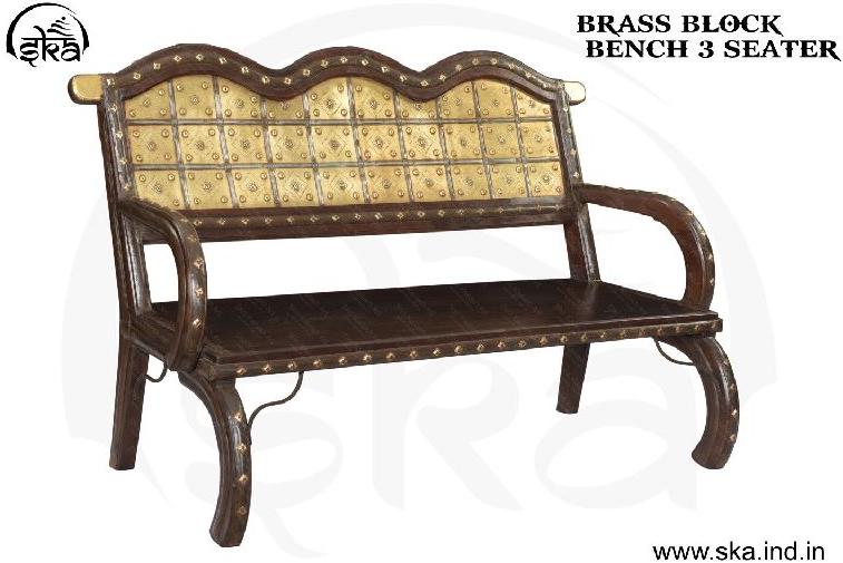 3 Seater Brass Block Bench