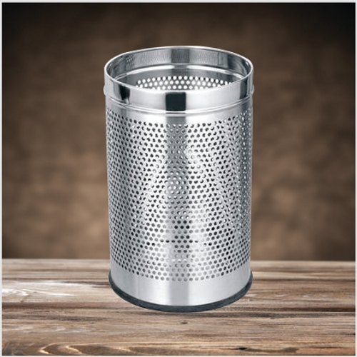 AWKENOX Perforated Stainless Steel Waste Bin, Shape : Round