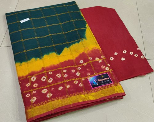 Zari Checks Bandhani Sarees