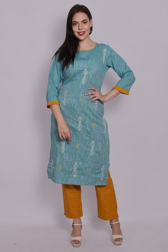 Cotton Blue Khadi Kurti