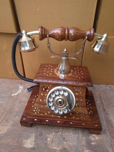 Wooden Antique Telephone, Color : Brown