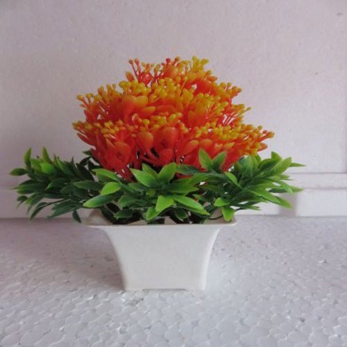 Plastic Artificial Bonsai Potted Plant, Color : Orange